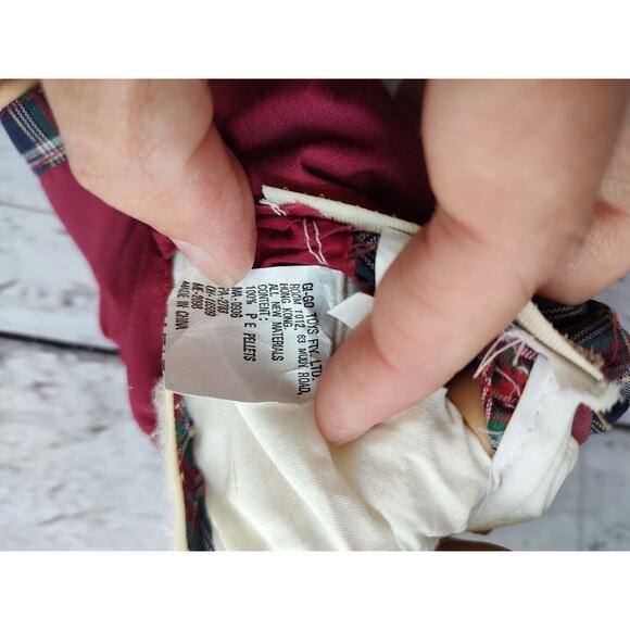 Palm Pals Bean Bag Kids Doll Boy Red Green Plaid, Sad Face Nose Running Read - Picture 9 of 11